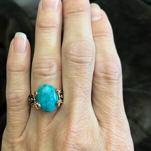 JTV Turquoise and Gold-Tone Ring